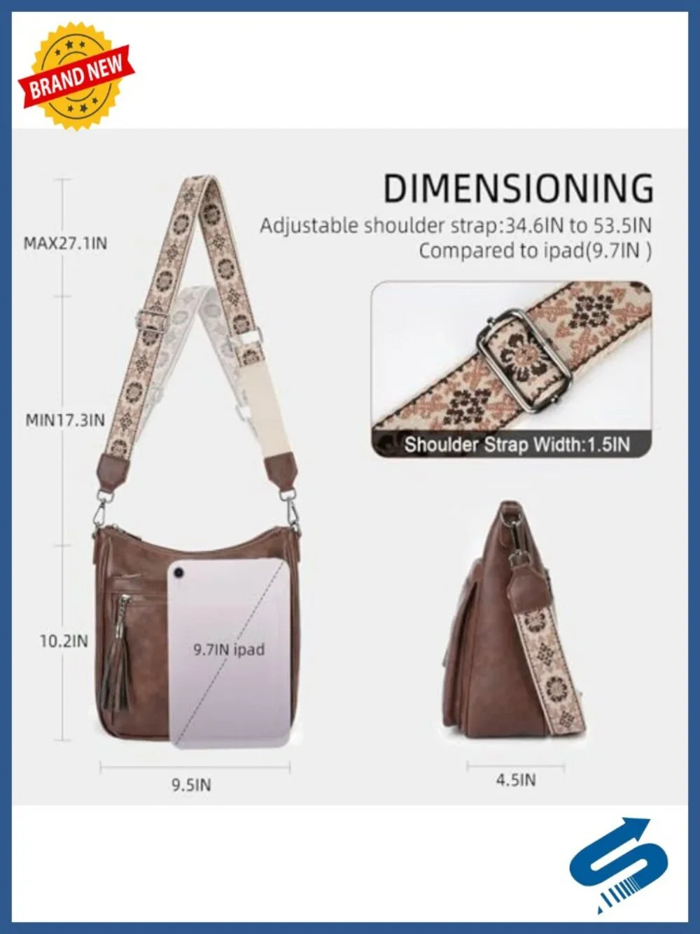 Vegan Leather Hobo Crossbody Bag with Tassel